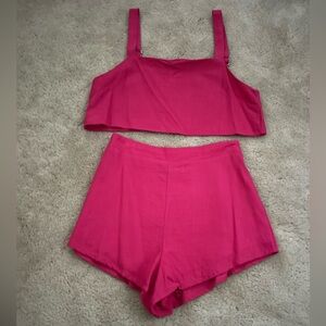 Showpo Vibrant Pink Pleated Short & Tank Set
